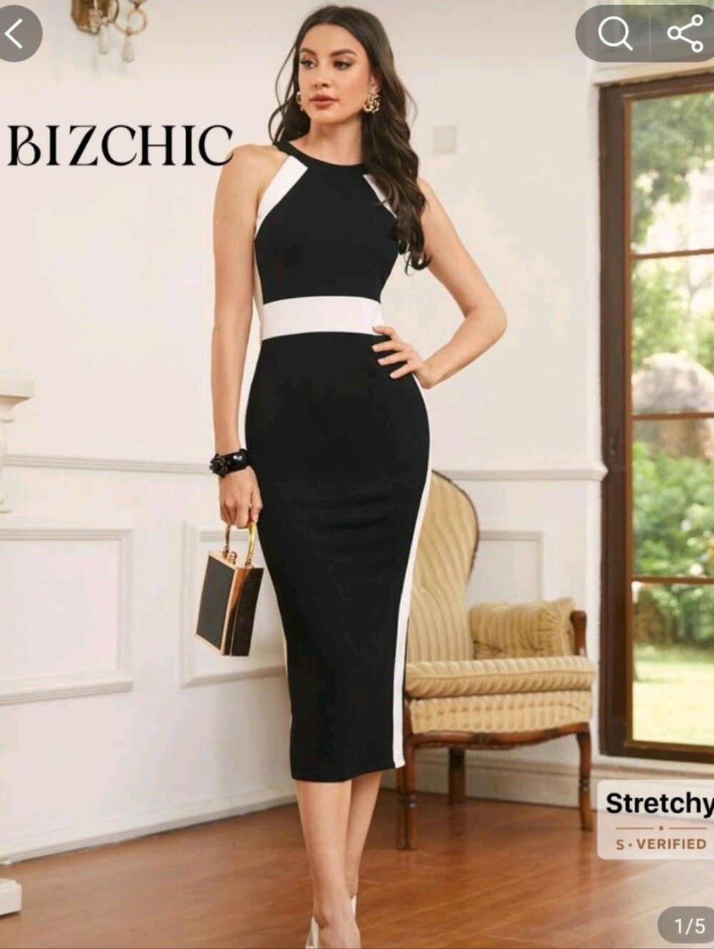 SHEIN Black and White Halter-Style Maxi Dress
